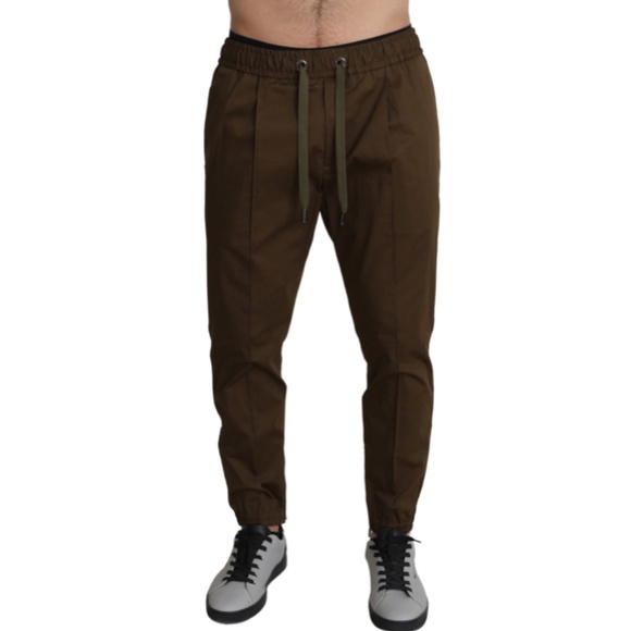 DOLCE & GABBANA Brown Cotton Stretch Logo Sweatpants Pants (Size M) - Picture 2 of 2